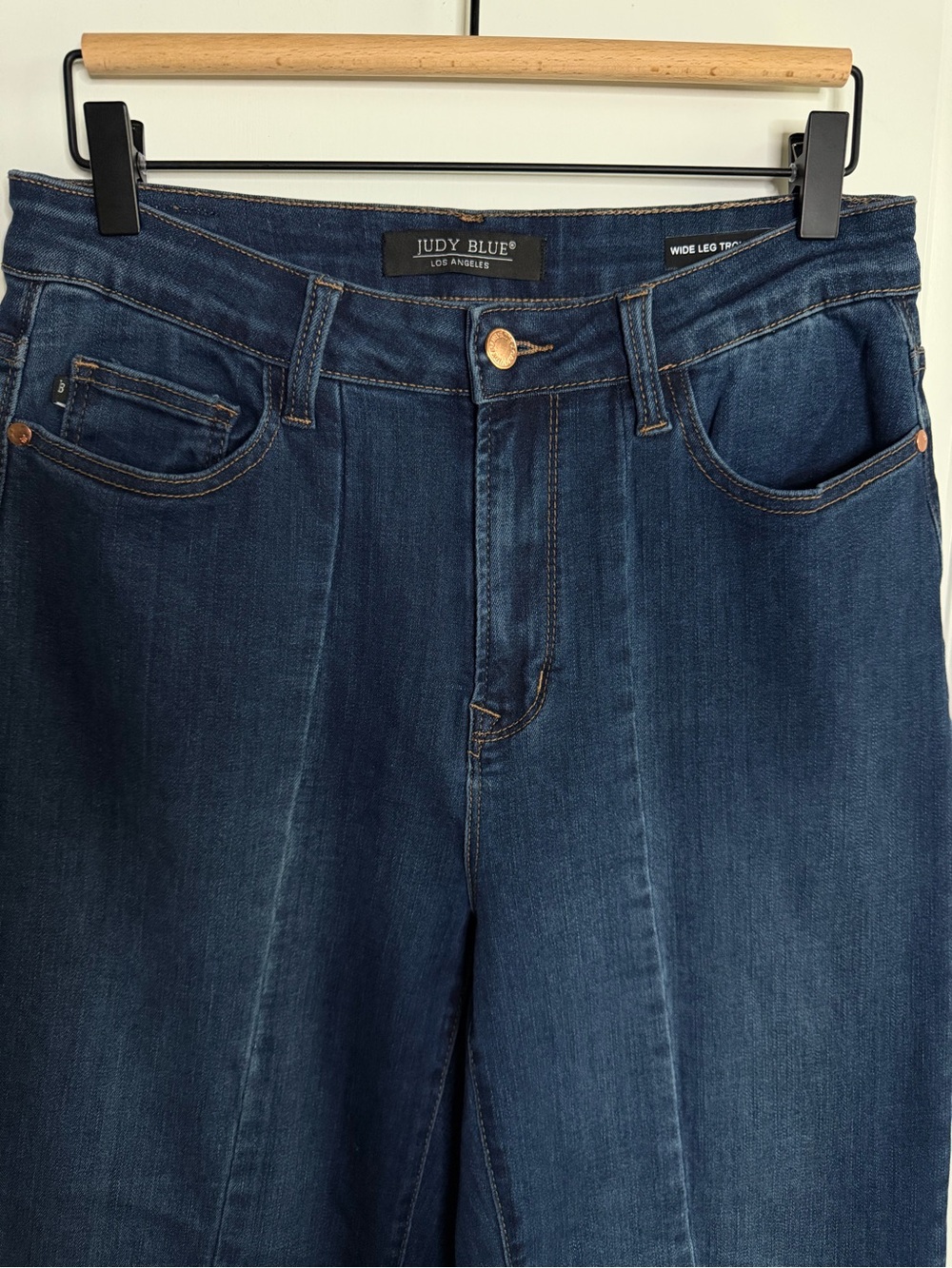 Judy Blue Womens Wide Leg Trouser Jeans Size 11/30 Dark Wash High Rise Denim - Picture 2 of 5